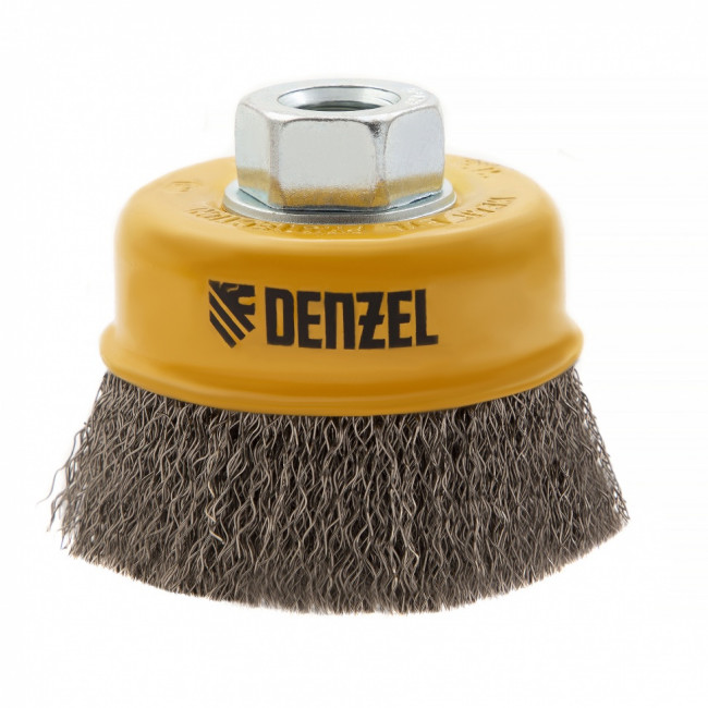 Щетка для УШМ, 75 мм, "Чашка", витая нержавеющая проволока 0.3 мм, М14 Denzel Щетка для УШМ, 75 мм, "Чашка", витая нержавеющая проволока 0.3 мм, М14 Denzel