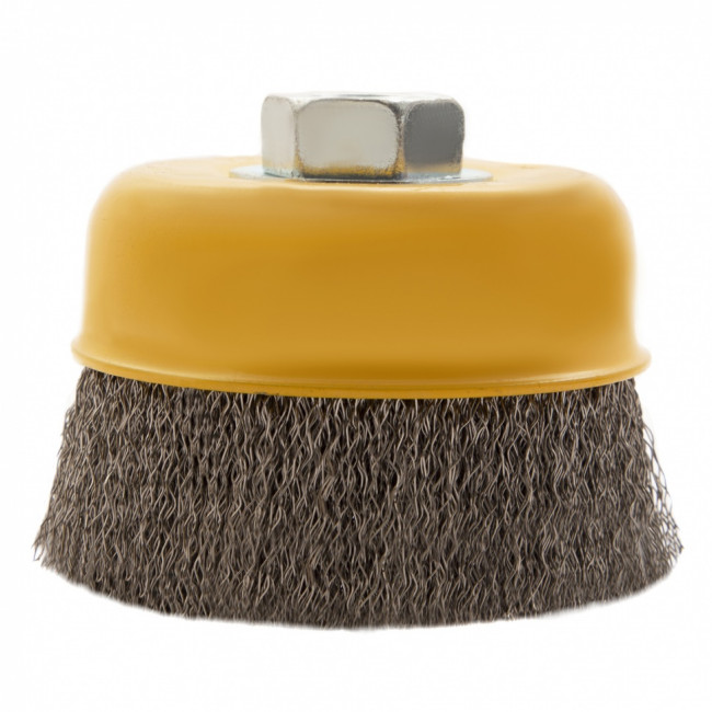Щетка для УШМ, 75 мм, "Чашка", витая нержавеющая проволока 0.3 мм, М14 Denzel Щетка для УШМ, 75 мм, "Чашка", витая нержавеющая проволока 0.3 мм, М14 Denzel