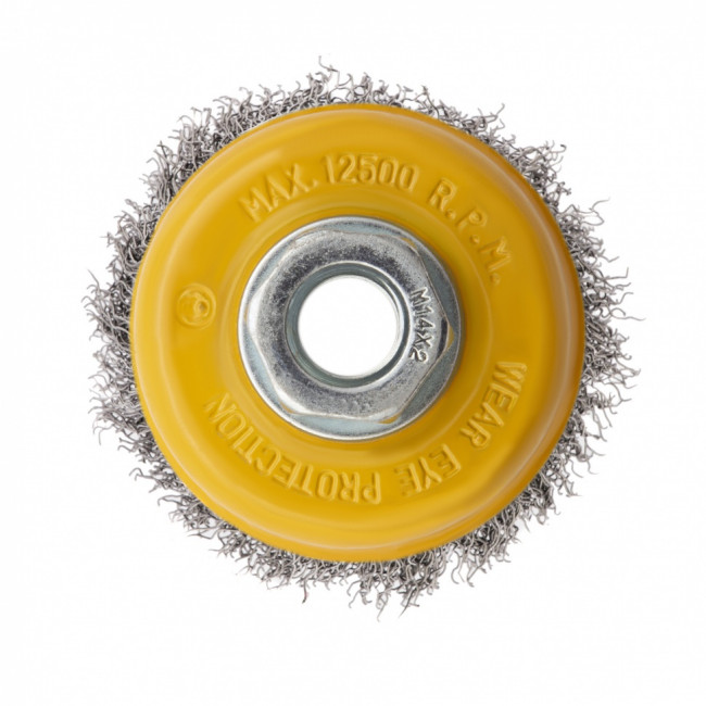 Щетка для УШМ, 75 мм, "Чашка", витая нержавеющая проволока 0.3 мм, М14 Denzel Щетка для УШМ, 75 мм, "Чашка", витая нержавеющая проволока 0.3 мм, М14 Denzel