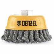 Щетка для УШМ, 75 мм, "Чашка", крученая нержавеющая проволока 0.5 мм, М14 Denzel Щетка для УШМ, 75 мм, "Чашка", крученая нержавеющая проволока 0.5 мм, М14 Denzel