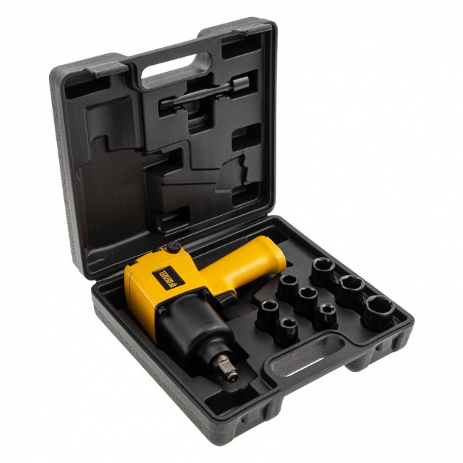 Ударный пневмогайковерт IW860, набор головок, 1/2", 7000 об/мин, 868 Нм Denzel ( 57473 ) Ударный пневмогайковерт IW860, набор головок, 1/2", 7000 об/мин, 868 Нм Denzel ( 57473 )