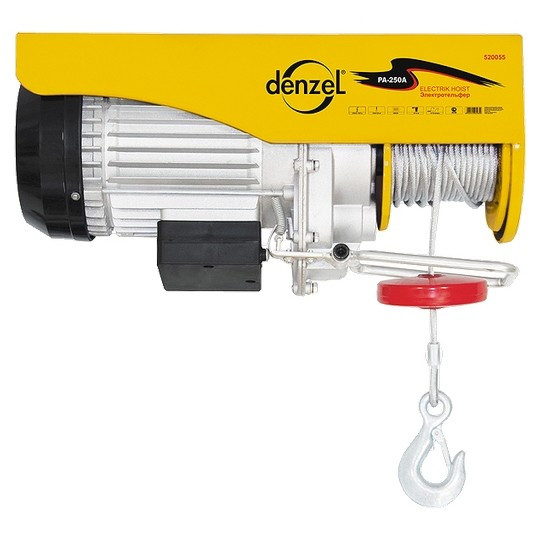 Тельфер электрический, 0,5 т, 900 Вт, высота 6/12 м Denzel, ( 520105 ) Тельфер электрический, 0,5 т, 900 Вт, высота 6/12 м Denzel, ( 520105 )