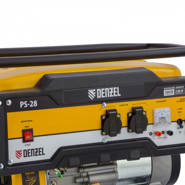 Генератор бензиновый PS 28, 2.8 кВт, 230 В, 15 л, ручной стартер Denzel ( 946824 )