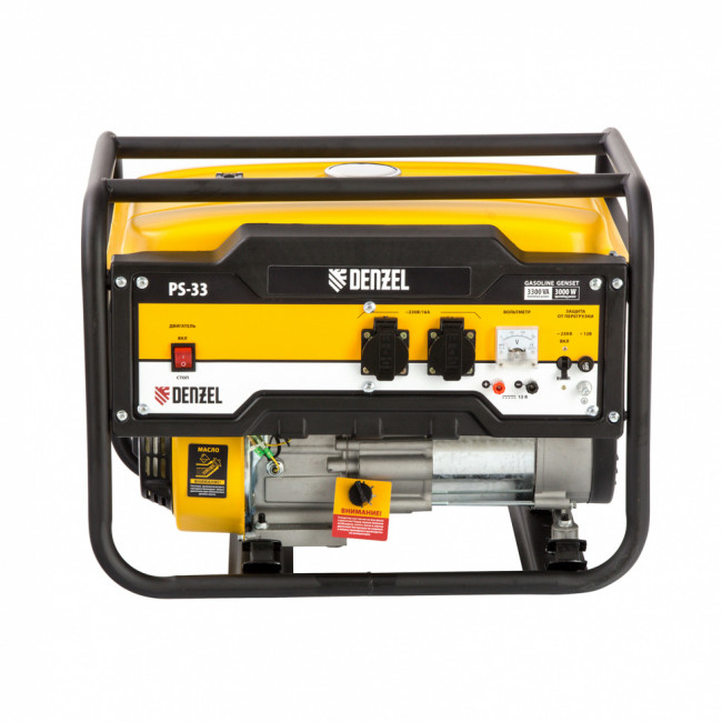 Генератор бензиновый PS 33, 3.3 кВт, 230 В, 15 л, ручной стартер Denzel Генератор бензиновый PS 33, 3.3 кВт, 230 В, 15 л, ручной стартер Denzel