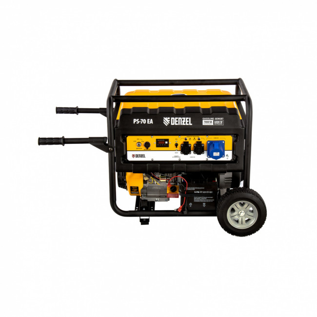 Генератор бензиновый PS 70 EA, 7.0 кВт, 230 В, 25 л, коннектор автоматики, электростартер Denzel