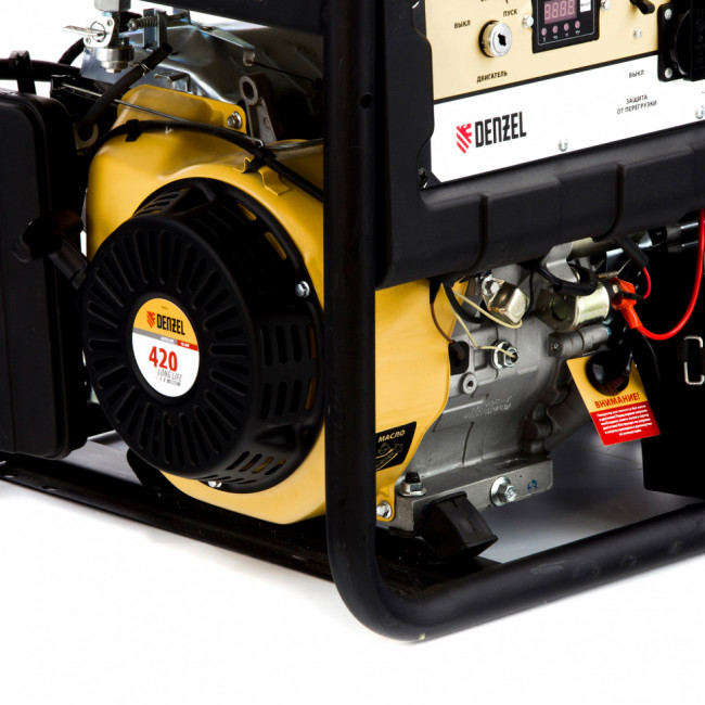 Генератор бензиновый PS 80 E-3, 6.6 кВт, 400 В, 25 л, электростартер Denzel Генератор бензиновый PS 80 E-3, 6.6 кВт, 400 В, 25 л, электростартер Denzel