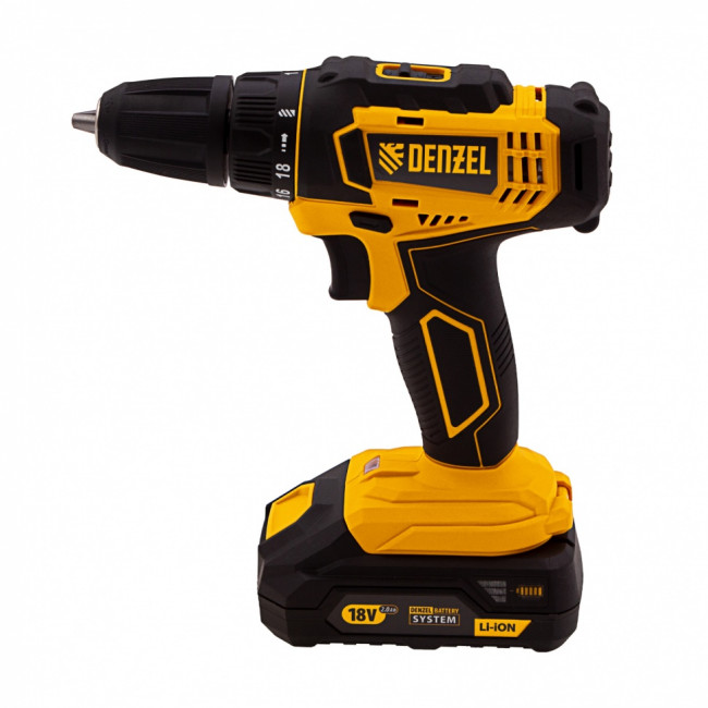 Дрель-шуруповерт аккумуляторная CDL-18-01CB, Li-Ion, 18 В, 1 аккумулятор Denzel ( 26115 ) Дрель-шуруповерт аккумуляторная CDL-18-01CB, Li-Ion, 18 В, 1 аккумулятор Denzel ( 26115 )