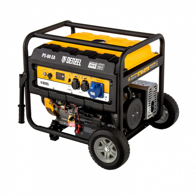 Генератор бензиновый PS 80 EA, 8.0 кВт, 230 В, 25 л, коннектор автоматики, электростартер Denzel
