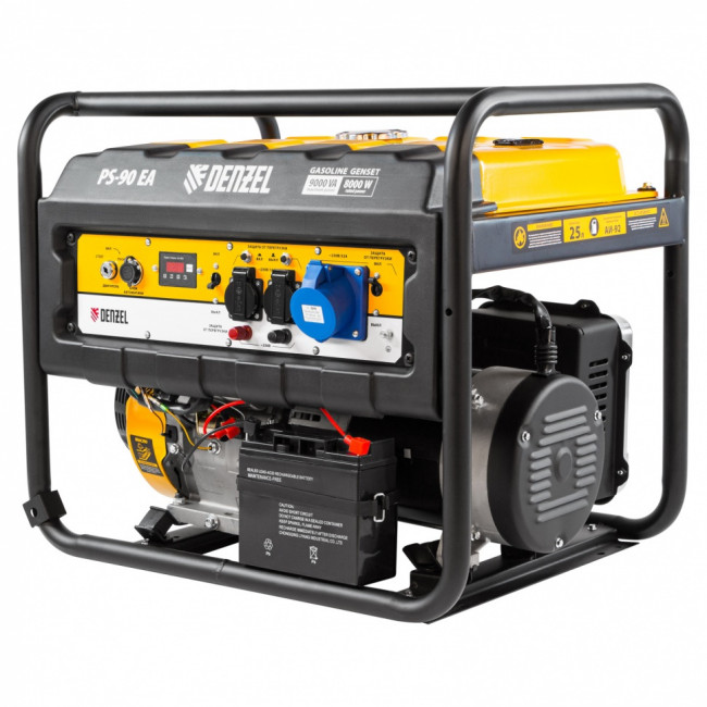 Генератор бензиновый PS 90 EA, 9.0 кВт, 230В, 25 л, коннектор автоматики, электростартер Denzel Генератор бензиновый PS 90 EA, 9.0 кВт, 230В, 25 л, коннектор автоматики, электростартер Denzel
