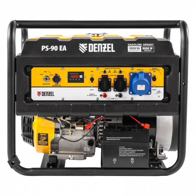 Генератор бензиновый PS 90 EA, 9.0 кВт, 230В, 25 л, коннектор автоматики, электростартер Denzel Генератор бензиновый PS 90 EA, 9.0 кВт, 230В, 25 л, коннектор автоматики, электростартер Denzel