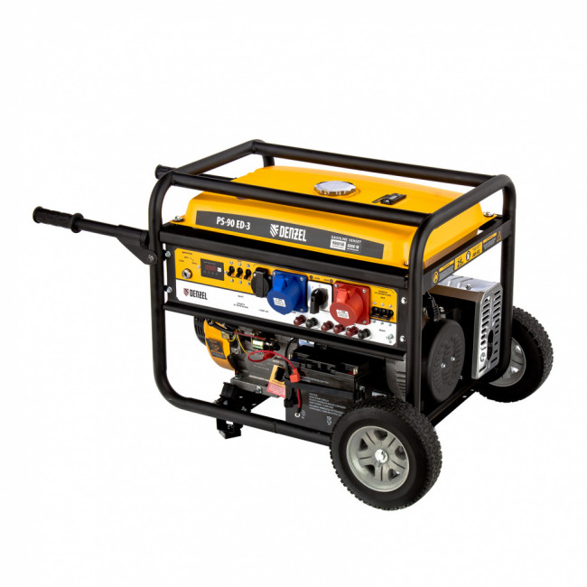 Генератор бензиновый PS 90 ED-3, 9.0 кВт, переключение режима 230 В/400 В, 25 л, электростартер Denzel Генератор бензиновый PS 90 ED-3, 9.0 кВт, переключение режима 230 В/400 В, 25 л, электростартер Denzel