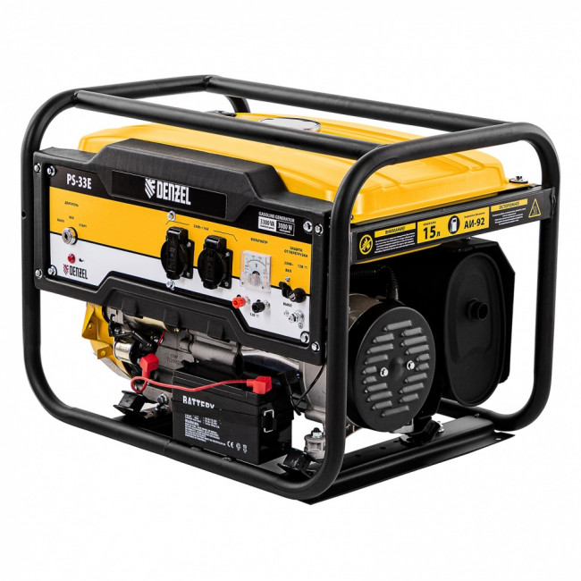 Генератор бензиновый PS-33E, 3.3 кВт, 230В, 15 л, электростартер Denzel ( 94537 ) Генератор бензиновый PS-33E, 3.3 кВт, 230В, 15 л, электростартер Denzel ( 94537 )