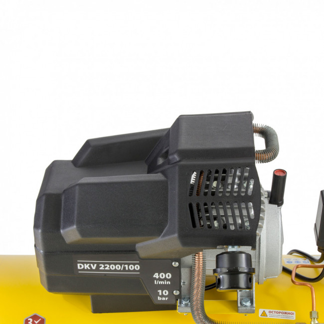 Компрессор воздушный DKV2200/100, Х-PRO 2.2 кВт, 400 л/мин, 100л Denzel