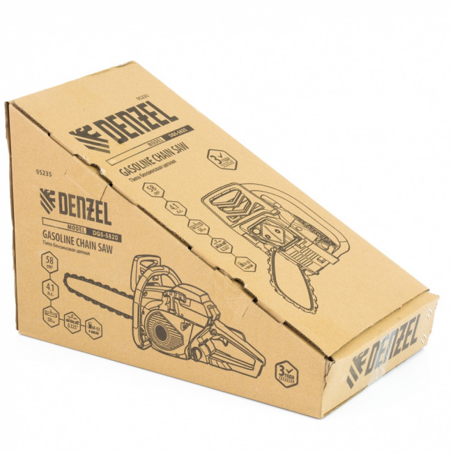 Пила цепная бензиновая DGS-5820, шина 50 см, 58 см3, 4.1 л.с, шаг 0.325, паз 1.5 мм, 76 звеньев Denzel Пила цепная бензиновая DGS-5820, шина 50 см, 58 см3, 4.1 л.с, шаг 0.325, паз 1.5 мм, 76 звеньев Denzel