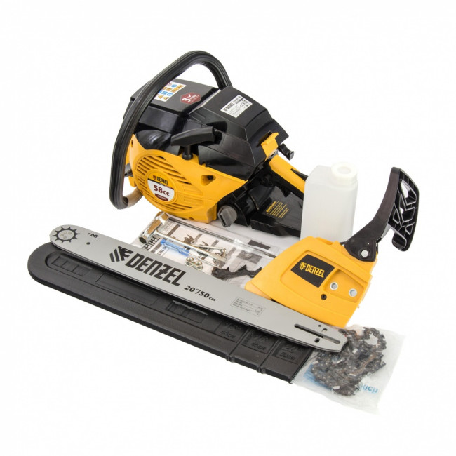 Пила цепная бензиновая DGS-5820, шина 50 см, 58 см3, 4.1 л.с, шаг 0.325, паз 1.5 мм, 76 звеньев Denzel Пила цепная бензиновая DGS-5820, шина 50 см, 58 см3, 4.1 л.с, шаг 0.325, паз 1.5 мм, 76 звеньев Denzel