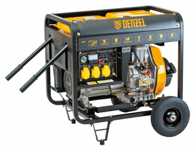 Генератор дизельный DD5800Е, 5 кВт, 220 В/50 Гц, 12.5 л, электростартер Denzel Генератор дизельный DD5800Е, 5 кВт, 220 В/50 Гц, 12.5 л, электростартер Denzel