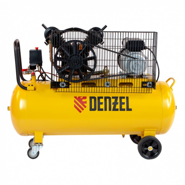 Компрессор воздушный BCV2200/100, ременный привод, 2.2 кВт, 100 литров, 370 л/мин Denzel ( 58110 )