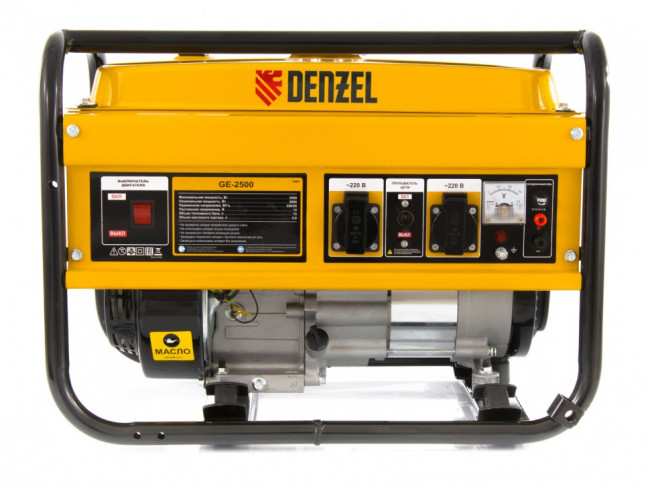 Генератор бензиновый GE 2500, 2.5 кВт, 220 В/50 Гц, 15 л, ручной старт Denzel Генератор бензиновый GE 2500, 2.5 кВт, 220 В/50 Гц, 15 л, ручной старт Denzel