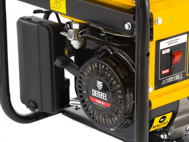Генератор бензиновый GE 2500, 2.5 кВт, 220 В/50 Гц, 15 л, ручной старт Denzel Генератор бензиновый GE 2500, 2.5 кВт, 220 В/50 Гц, 15 л, ручной старт Denzel