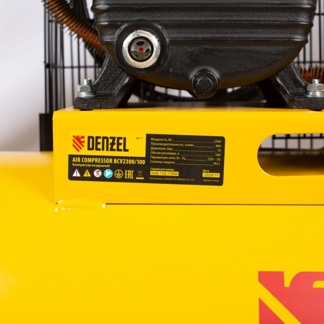 Компрессор воздушный BCV2300/100, ременный привод, 2.3 кВт, 100 литров, 440 л/мин Denzel ( 58111 ) Компрессор воздушный BCV2300/100, ременный привод, 2.3 кВт, 100 литров, 440 л/мин Denzel ( 58111 )