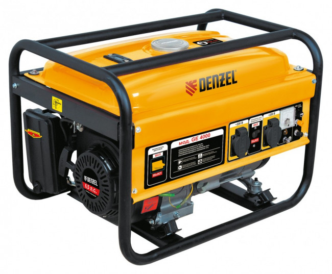 Генератор бензиновый GE 4000, 3,5 кВт, 220 В/50 Гц, 15 л, ручной старт Denzel, ( 94682 )