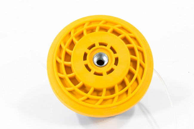 Катушка триммерная полуавтоматическая, легкая заправка лески, гайка M10x1.25, винт M10-M10, подшипник Denzel Катушка триммерная полуавтоматическая, легкая заправка лески, гайка M10x1.25, винт M10-M10, подшипник Denzel