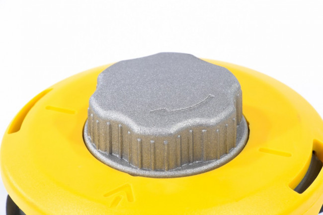 Катушка триммерная полуавтоматическая, легкая заправка лески, гайка M10x1.25, винт M10-M10, алюминиевая кнопка Denzel Катушка триммерная полуавтоматическая, легкая заправка лески, гайка M10x1.25, винт M10-M10, алюминиевая кнопка Denzel