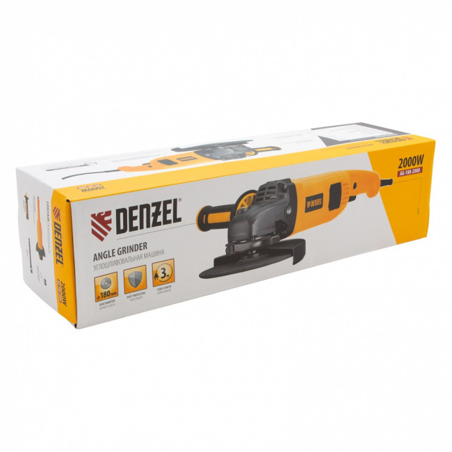 Машина шлифовальная угловая AG180-2000, 2000 Вт, 180 мм, 8500 об/мин Denzel Машина шлифовальная угловая AG180-2000, 2000 Вт, 180 мм, 8500 об/мин Denzel