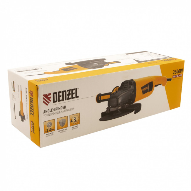 Машина шлифовальная угловая AG230-2600, 2600 Вт, 230 мм, 6000 об/мин Denzel Машина шлифовальная угловая AG230-2600, 2600 Вт, 230 мм, 6000 об/мин Denzel