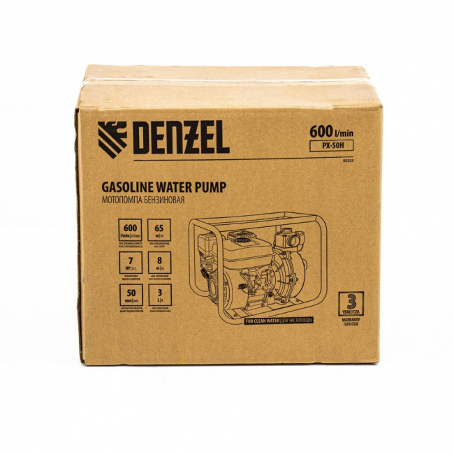 Мотопомпа бензиновая высоконапорная PX-50H, 7 л.с, 2", 600 л/мин, глубина 8 м, напор 65 м Denzel ( 99203 ) Мотопомпа бензиновая высоконапорная PX-50H, 7 л.с, 2", 600 л/мин, глубина 8 м, напор 65 м Denzel ( 99203 )