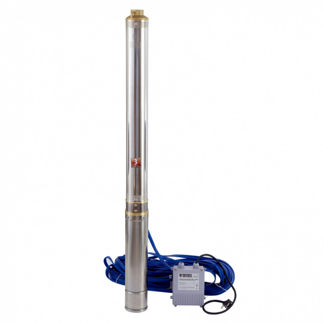 Скважинный насос DWC-4-140, центробежный, диаметр 4&quot;, 2000 Вт, 6000 л/ч, напор 140 м Denzel