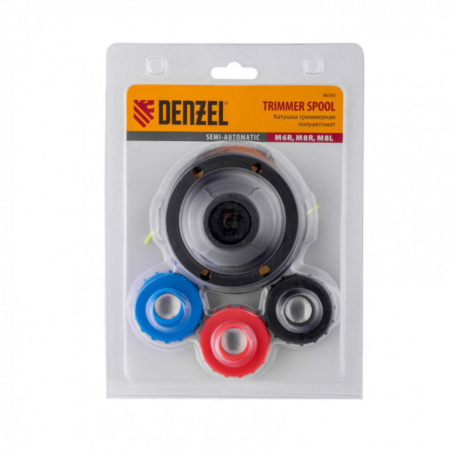 Катушка триммерная полуавтомат, шестигранник HEX х 15/6, болт М6 правый, М8 правый, М8 левый Denzel