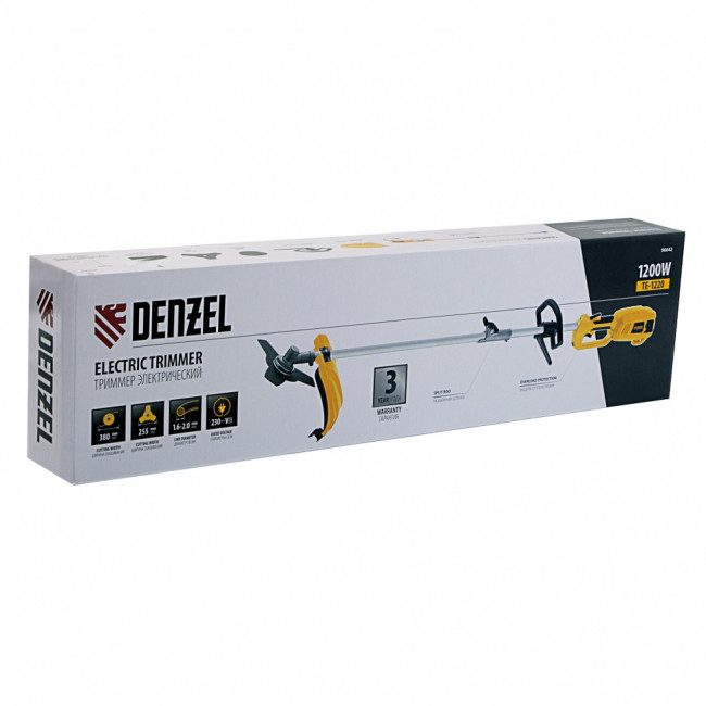 Триммер электрический TE-1220, 1200 Вт, 380 мм, катушка, диск, разборная штанга Denzel ( 96642 ) Триммер электрический TE-1220, 1200 Вт, 380 мм, катушка, диск, разборная штанга Denzel ( 96642 )