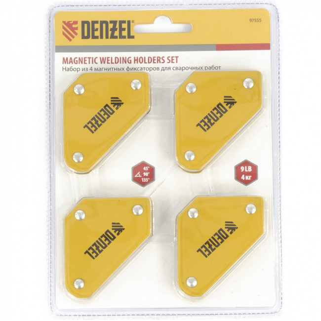 Набор из 4 магнитных фиксаторов для сварочных работ Denzel Набор из 4 магнитных фиксаторов для сварочных работ Denzel