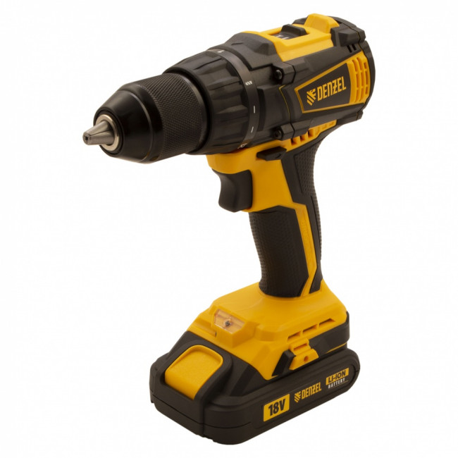Дрель-шуруповерт аккумуляторная с бесщеточным двигателем BLDL-IB-18-02, Li-Ion, 18 В, 1.5 А/ч, 2 аккумулятора Denzel Дрель-шуруповерт аккумуляторная с бесщеточным двигателем BLDL-IB-18-02, Li-Ion, 18 В, 1.5 А/ч, 2 аккумулятора Denzel
