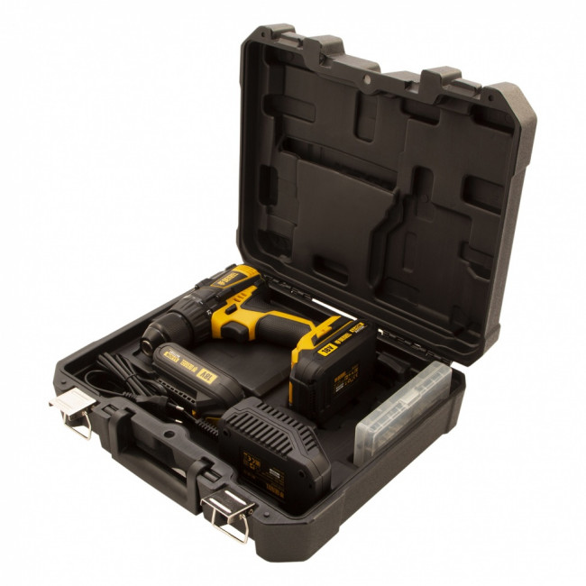 Дрель-шуруповерт аккумуляторная с бесщеточным двигателем BLDL-IB-18-02, Li-Ion, 18 В, 1.5 А/ч, 2 аккумулятора Denzel Дрель-шуруповерт аккумуляторная с бесщеточным двигателем BLDL-IB-18-02, Li-Ion, 18 В, 1.5 А/ч, 2 аккумулятора Denzel