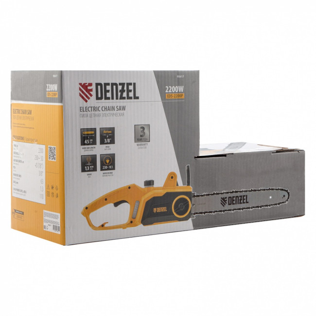 Пила цепная электрическая EDS-2200P, 2.2 кВт,поперечная, шина 45 см, шаг 3/8, паз 1.3 мм, 63 звена Denzel ( 95617 ) Пила цепная электрическая EDS-2200P, 2.2 кВт,поперечная, шина 45 см, шаг 3/8, паз 1.3 мм, 63 звена Denzel ( 95617 )