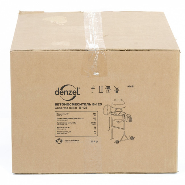 Бетоносмеситель B-125, 550 Вт, 130 л Denzel Бетоносмеситель B-125, 550 Вт, 130 л Denzel