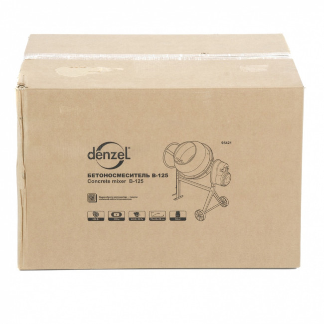 Бетоносмеситель B-125, 550 Вт, 130 л Denzel Бетоносмеситель B-125, 550 Вт, 130 л Denzel