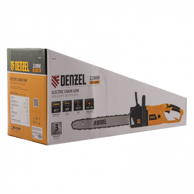 Пила цепная электрическая EDS-2200, 2.2 кВт,продольная, шина 45 см, шаг 3/8, паз 1.3 мм, 62 звена Denzel ( 95619 ) Пила цепная электрическая EDS-2200, 2.2 кВт,продольная, шина 45 см, шаг 3/8, паз 1.3 мм, 62 звена Denzel ( 95619 )