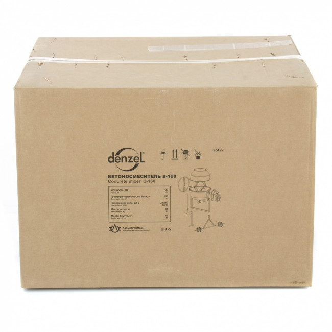 Бетоносмеситель B-160, 700 Вт, 160 л Denzel Бетоносмеситель B-160, 700 Вт, 160 л Denzel