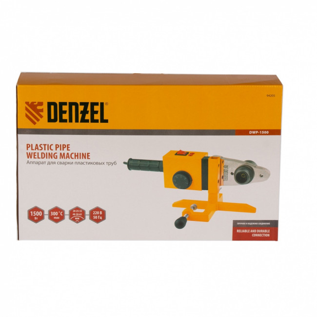 Аппарат для сварки пластиковых труб DWP-1500, 1500 Вт, 260-300 град, комплект насадок, 20-63 мм Denzel Аппарат для сварки пластиковых труб DWP-1500, 1500 Вт, 260-300 град, комплект насадок, 20-63 мм Denzel