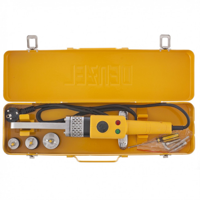 Аппарат для сварки пластиковых труб DWP-800, Х-Pro, 800 Вт, 300 град, комплект насадок, 20-32 мм Denzel Аппарат для сварки пластиковых труб DWP-800, Х-Pro, 800 Вт, 300 град, комплект насадок, 20-32 мм Denzel