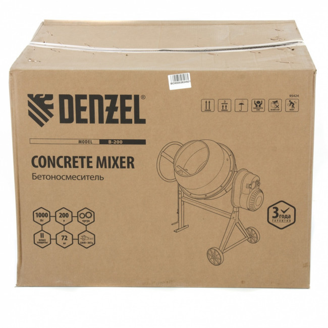 Бетоносмеситель B-200, 1000 Вт, 200 л Denzel Бетоносмеситель B-200, 1000 Вт, 200 л Denzel