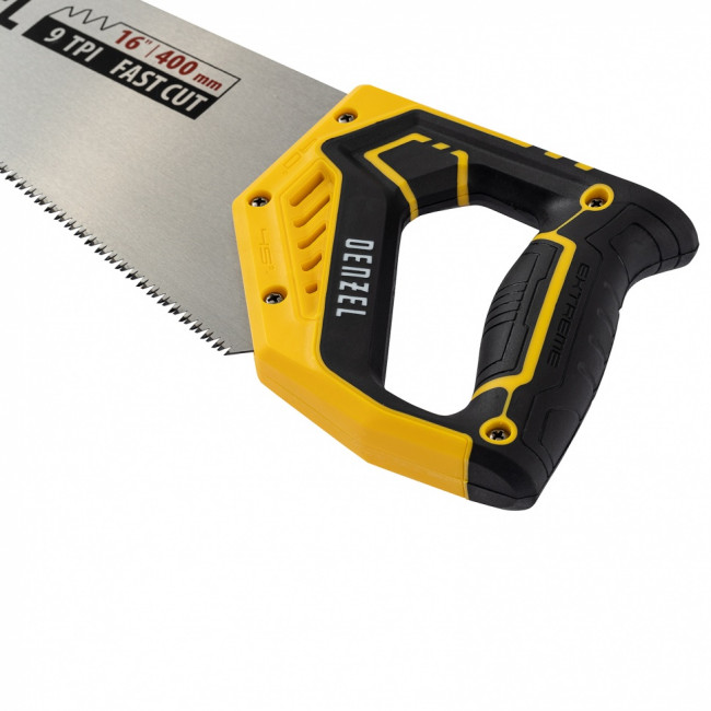 Ножовка по дереву, 400 мм, 11 TPI, зуб 3D, двухкомпонентная рукоятка Denzel ( 24146 )