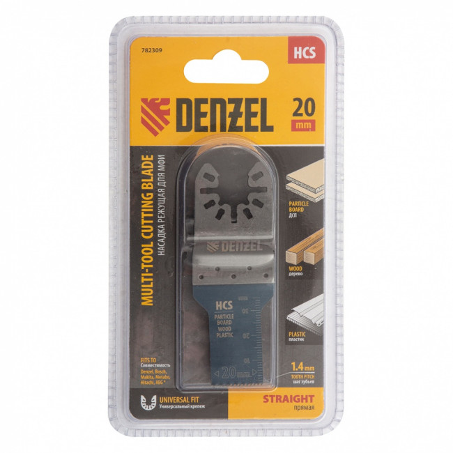 Насадка для МФИ режущая пазовая прямая, HCS, по дереву, 20 х 1.4 мм, мелкий зуб Denzel ( 782309 ) Насадка для МФИ режущая пазовая прямая, HCS, по дереву, 20 х 1.4 мм, мелкий зуб Denzel ( 782309 )
