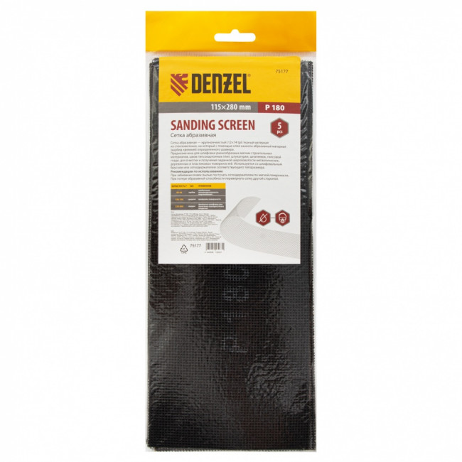 Сетка абразивная, P 180, 115 х 280 мм, 5 шт Denzel Сетка абразивная, P 180, 115 х 280 мм, 5 шт Denzel