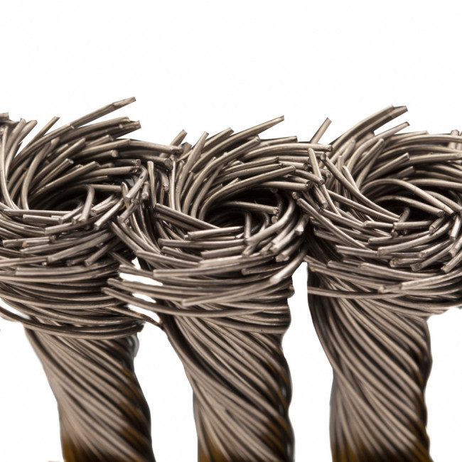 Щетка для УШМ, 100 мм, "Чашка", крученая нержавеющая проволока 0.5 мм, М14 Denzel Щетка для УШМ, 100 мм, "Чашка", крученая нержавеющая проволока 0.5 мм, М14 Denzel