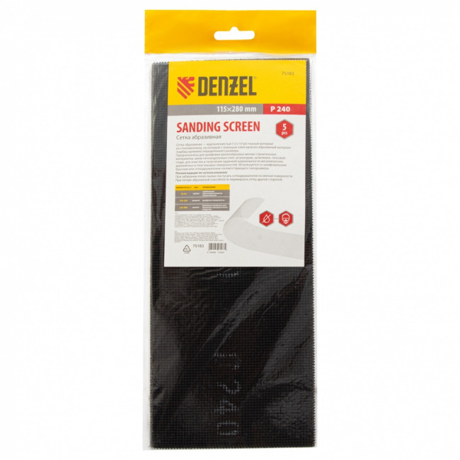 Сетка абразивная, P 240, 115 х 280 мм, 5 шт Denzel Сетка абразивная, P 240, 115 х 280 мм, 5 шт Denzel
