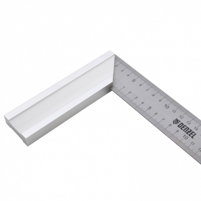 Угольник стальной 300 мм, нержавеющая сталь, градуировка, алюминиевое основание Denzel ( 32397 )